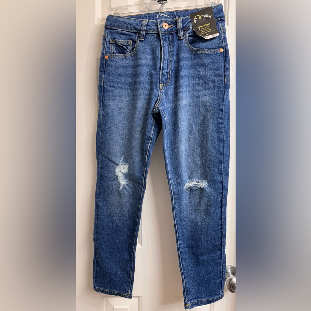 Art Class Girls High Rise/fitted hip/ankle length/relaxed tapered legs/Blue Jean